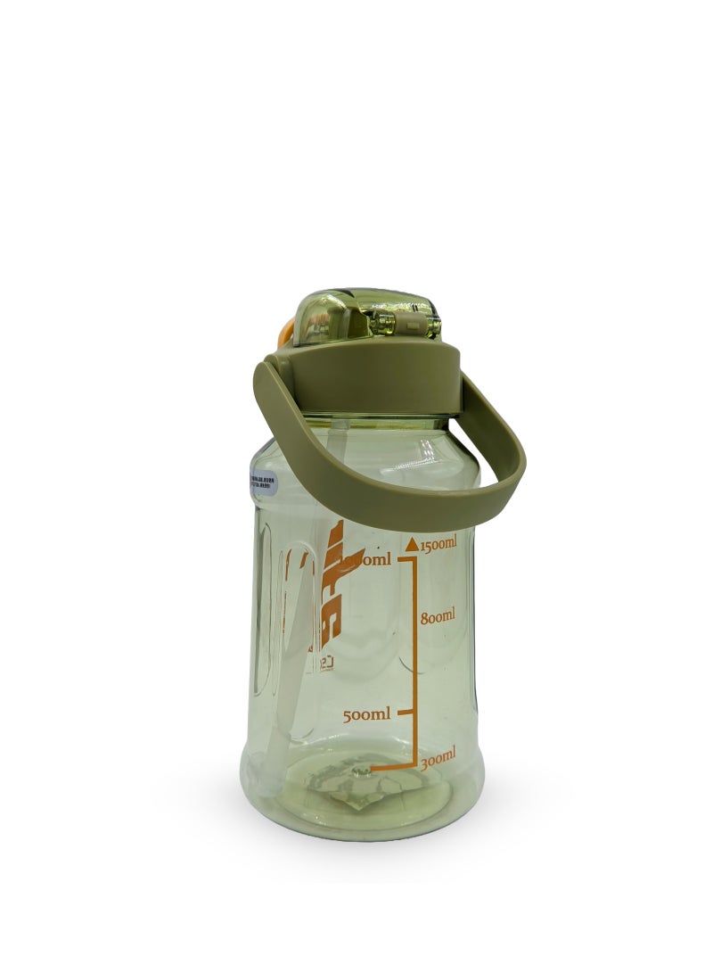 Generic Premium 1.5L Water Bottle with Orange Typography (Detachable Straw) - Image 2