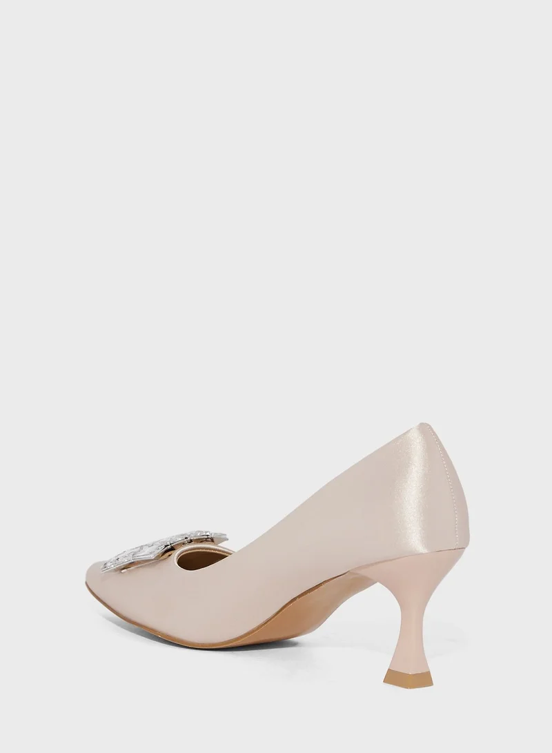 Ella Limited Edition Satin Jewelled Stone Pump