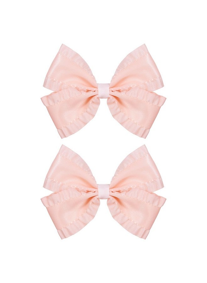 ميروكش مشبكان للشعر من قطعتين للبنات، 4 بوصات، وردي كوري، من الساتان الحريري، مع كشكشة، وعقدة فيونكة، ومشابك شعر على شكل تمساح، وحامل ذيل حصان، وإكسسوارات ديكور للأطفال الصغار والمراهقين - Image 1