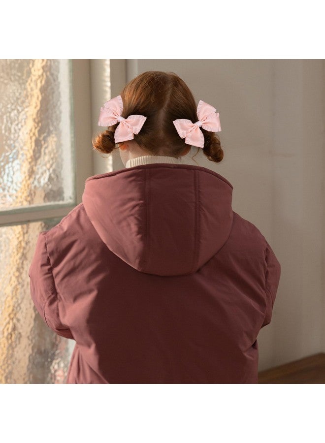 ميروكش مشبكان للشعر من قطعتين للبنات، 4 بوصات، وردي كوري، من الساتان الحريري، مع كشكشة، وعقدة فيونكة، ومشابك شعر على شكل تمساح، وحامل ذيل حصان، وإكسسوارات ديكور للأطفال الصغار والمراهقين - Image 5