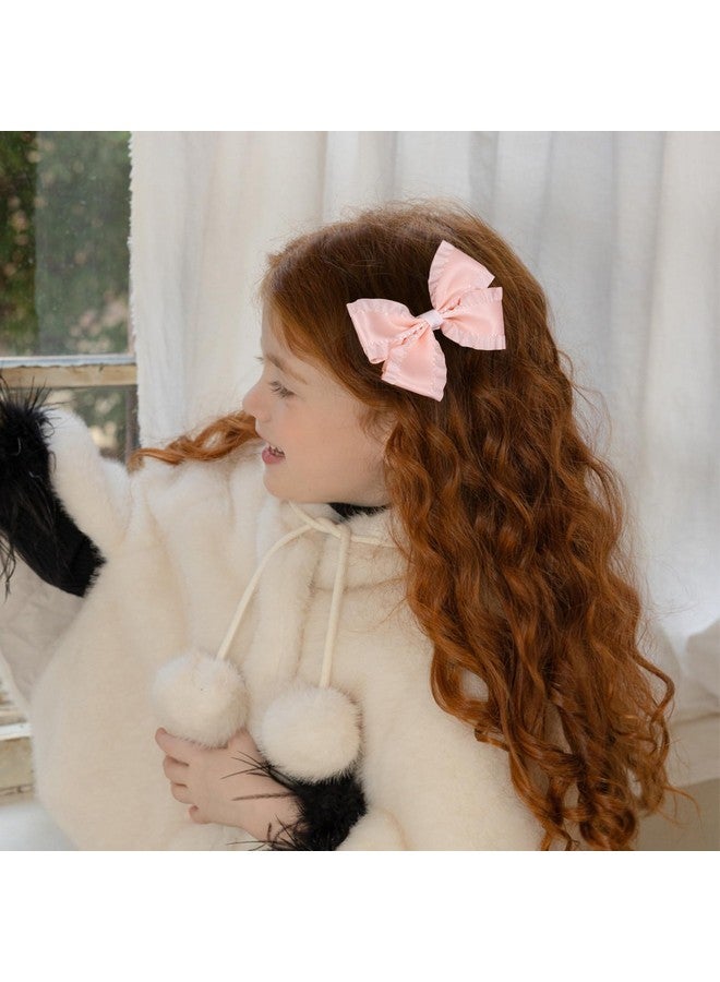 ميروكش مشبكان للشعر من قطعتين للبنات، 4 بوصات، وردي كوري، من الساتان الحريري، مع كشكشة، وعقدة فيونكة، ومشابك شعر على شكل تمساح، وحامل ذيل حصان، وإكسسوارات ديكور للأطفال الصغار والمراهقين - Image 3