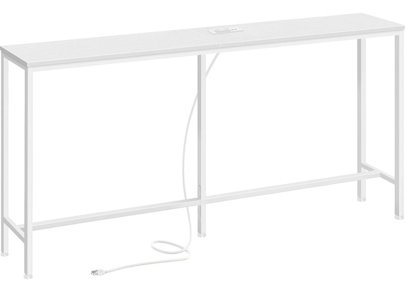 SUPERJARE 70 Inch Console Table with Outlet, Sofa Table with Charging Station, Narrow Entryway Table, Skinny Hallway Table, Behind Couch Table, for Living Room, White - Image 1
