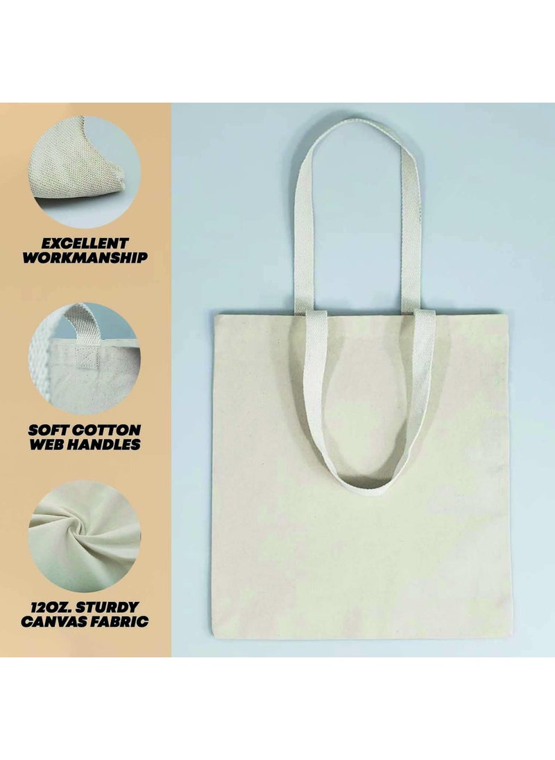 TBF Bulk Blank Cotton Canvas Tote Bags Heavy Duty Ideal for Crafts and Promotions Wholesale EcoFriendly Shopping Bag 15W x 16H  - Image 2