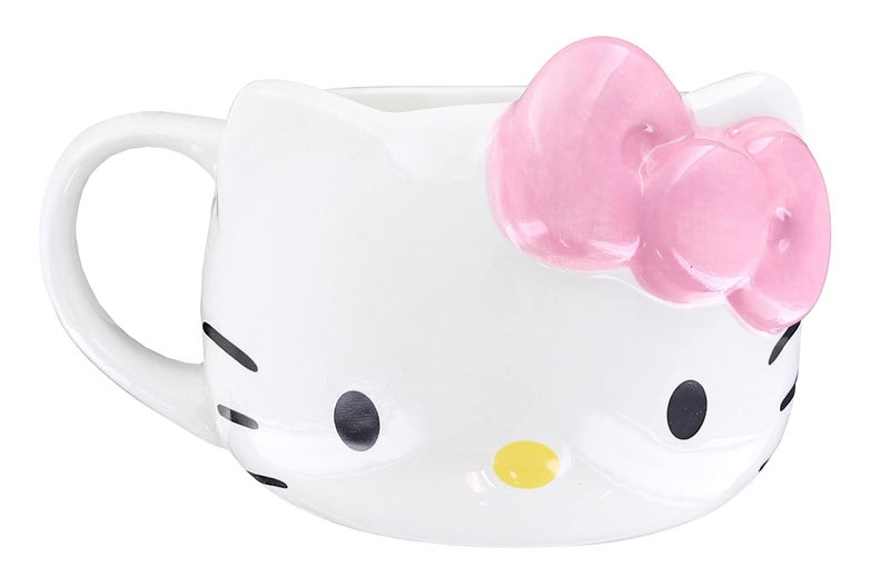 Silver Buffalo Sanrio Hello Kitty Pink Bow Ceramic 3D Sculpted Mug, 20 Ounces - Image 1