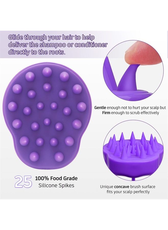 FReatech Hair Scalp Massager Shampoo Brush with Soft Silicone Bristles for Scalp Care and Hair Growth, Shower Head Scalp Scrubber Exfoliator for Dandruff, Wet & Dry for Men, Women and Kids, Purple - Image 4