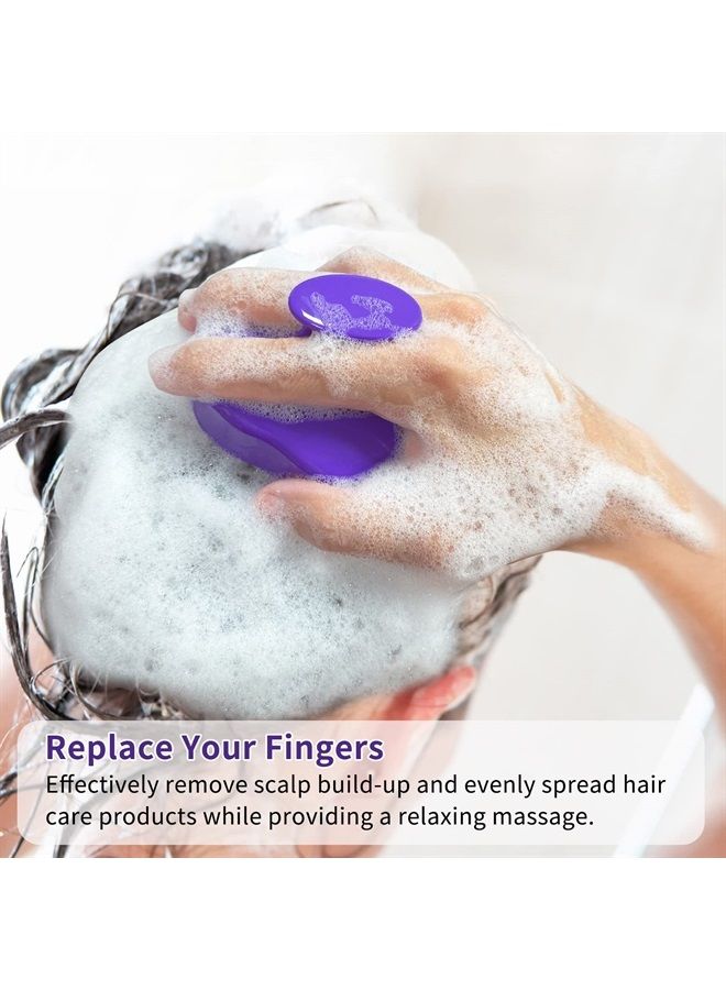FReatech Hair Scalp Massager Shampoo Brush with Soft Silicone Bristles for Scalp Care and Hair Growth, Shower Head Scalp Scrubber Exfoliator for Dandruff, Wet & Dry for Men, Women and Kids, Purple - Image 2