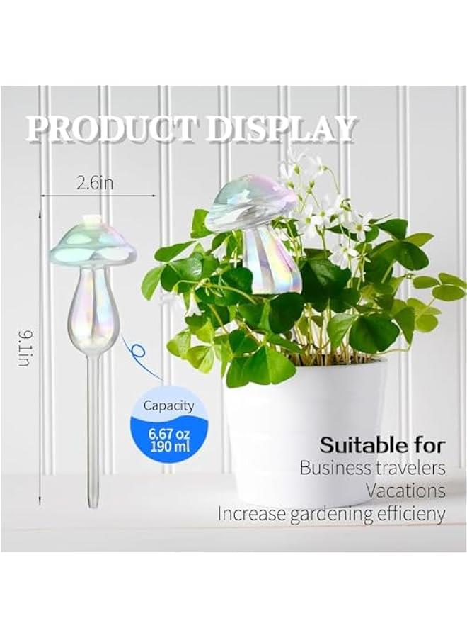 هوكور TRASSLE 4 PCS Plant Watering Globes, Iridescent Glass Mushrooms Plant Self Watering Globe Planter Insert, 6.67oz/190ml Capacity Automatic Watering Bulbs for Indoor and Outdoor Plants Gardening Gift  - Image 2