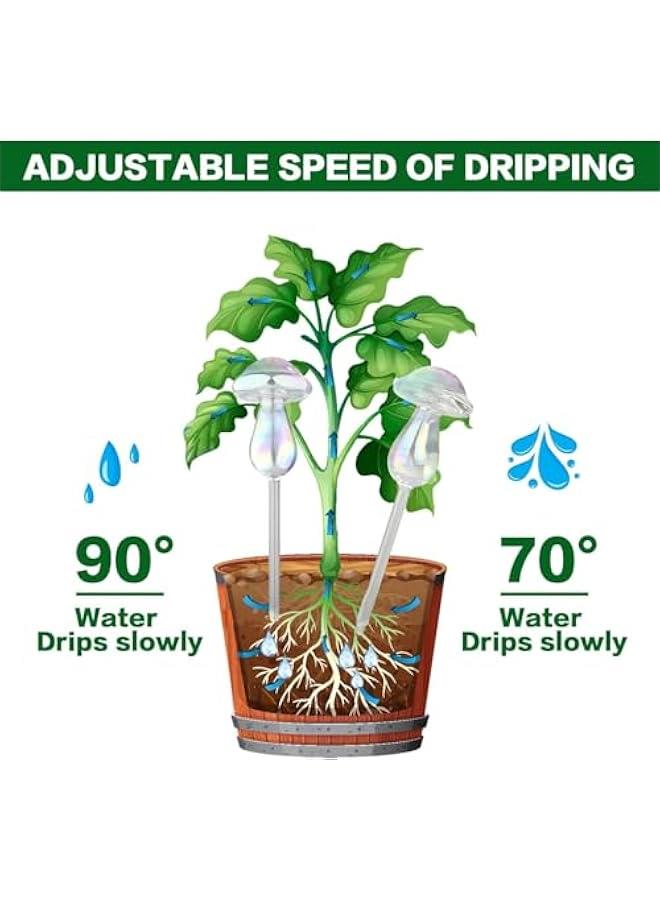 هوكور TRASSLE 4 PCS Plant Watering Globes, Iridescent Glass Mushrooms Plant Self Watering Globe Planter Insert, 6.67oz/190ml Capacity Automatic Watering Bulbs for Indoor and Outdoor Plants Gardening Gift  - Image 4
