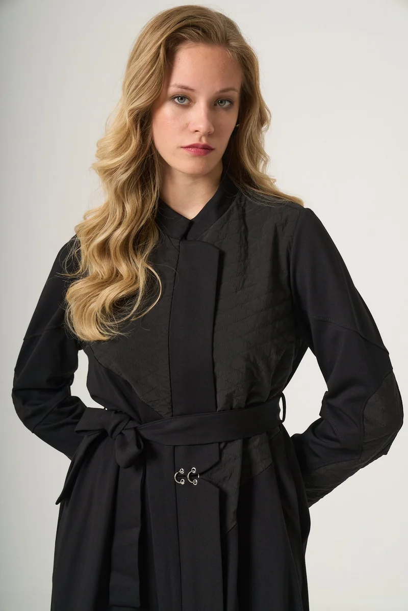 MissWhence  Quilted Detail Coat - Black for Women | Best Price UAE