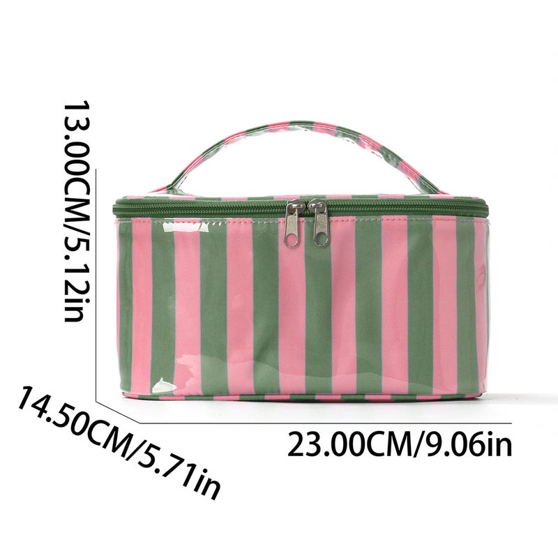 حقيبة مستحضرات تجميل مخططة كبيرة السعة للسفر - Image 4