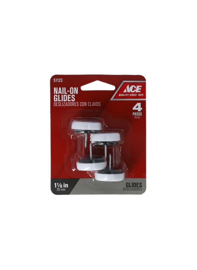 ACE 4-Piece Nail-On Glides White 29mm 
