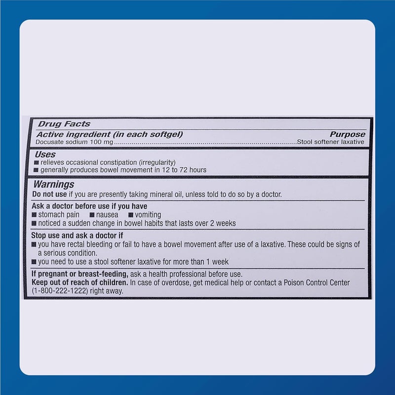 Major Pharmaceuticals MAJOR Docusate Sodium 100 mg  Stool Softener Tablets for Constipation Relief  Helps Stop Constipation  Stool Softeners for Women Men and Kids Ages 12  100 Tablets 3 Pack - Image 5