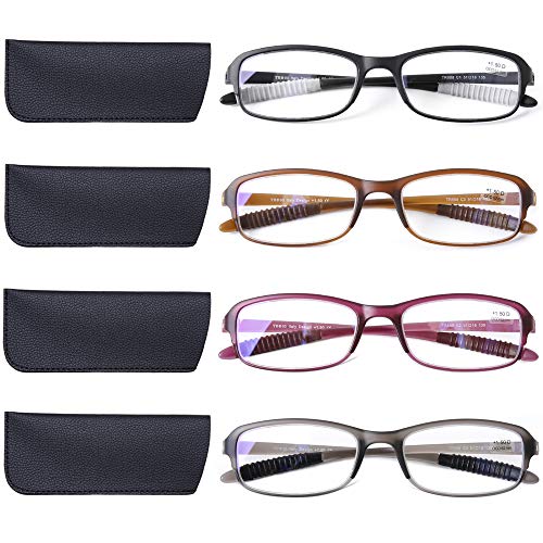 DOOViC 4 Pack Computer Reading Glasses Blue Light Blocking Anti Eyestrain Flexible Lightweight Readers for Women Men 1.5 Strength - Image 1