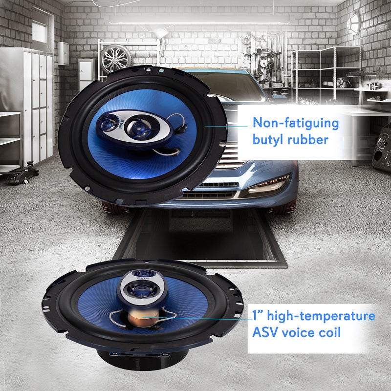 Pyle 6.5" Three-Way Sound Speaker System-180 W RMS/360W Power Handling w/4 Ohm Impedance and 3/4'' Piezo Tweeter for Car Component Stereo,Round Shaped Pro Full Range Triaxial Loud Audio -PL63BL,Blue - Image 2