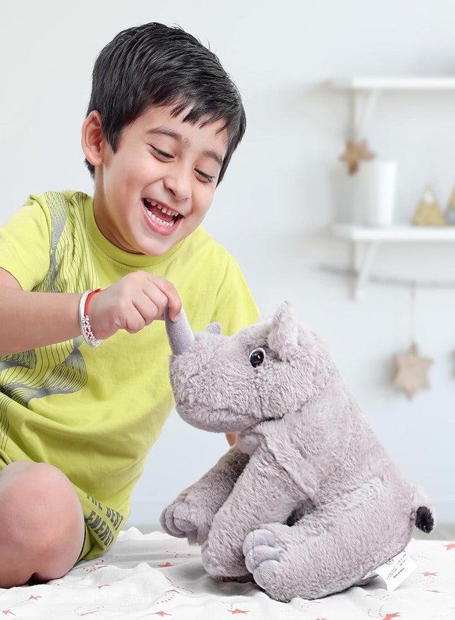 MABLE Wild Rhino Plush Toy Cute & Huggable Animal Stuffed Toy, Soft and Cuddly, for Kids, Boys & Girls, Best Birthday Gift Idea (30cm Size) - Image 2