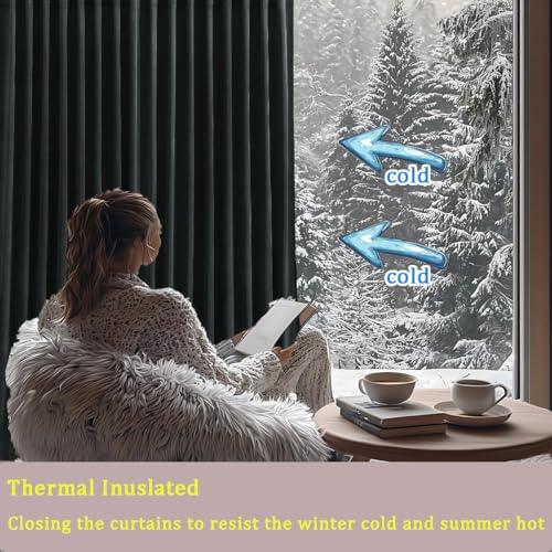 Timeper Black Velvet Curtains W62 x L84 inches 2 Panels, Blackout Curtains for Bedroom Living Room Thermal Insulated Luxury Super Soft Window Drapes,Back Tab & Rod Pocket - Image 3