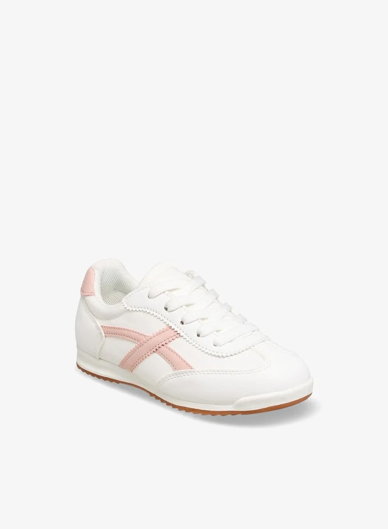 Little Missy WHITE Girls Lace-Up Colorblock Sneakers for Women | Best Price UAE