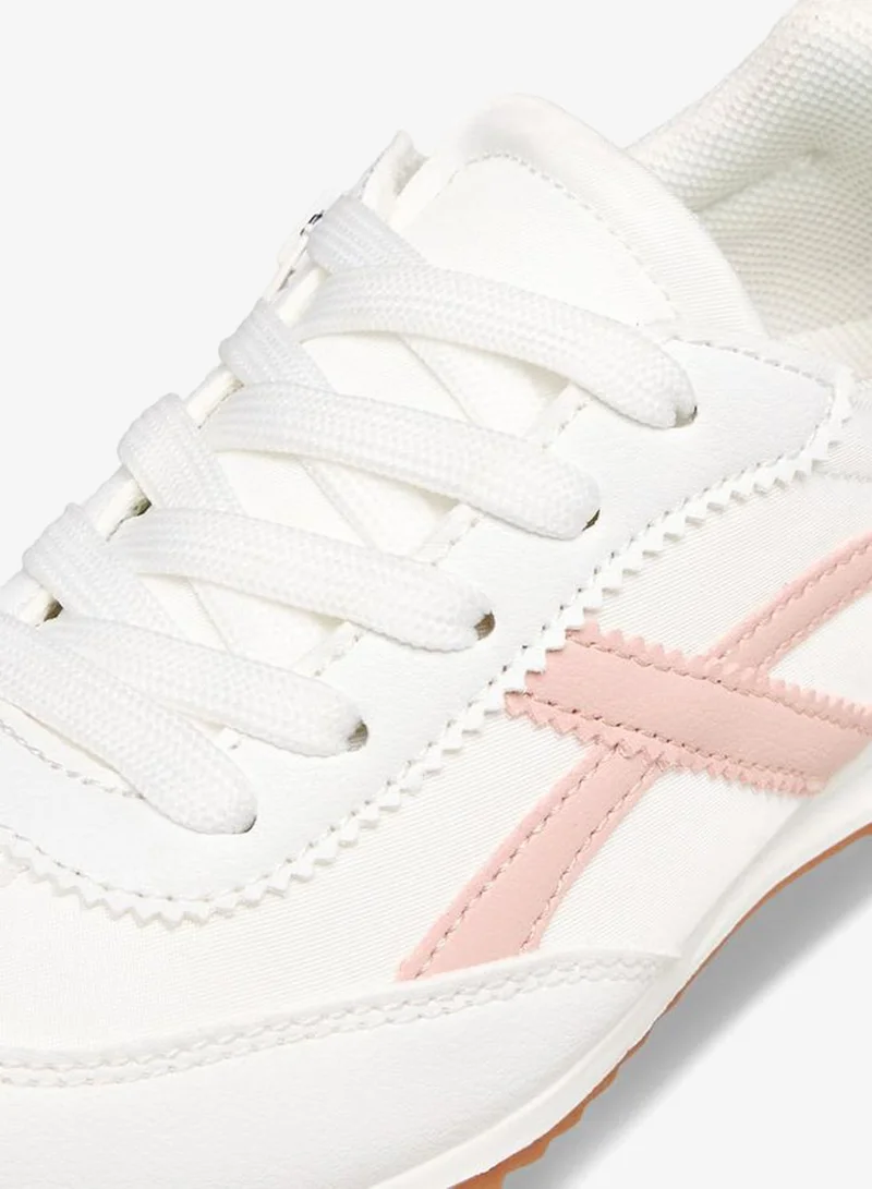 Little Missy WHITE Girls Lace-Up Colorblock Sneakers for Women | Best Price UAE