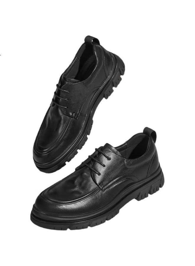 RED DRAGONFLY Hongqingting Men'S Leather Shoes, Spring And Autumn Men'S Lace-Up Genuine Leather Formal Shoes, Business Work Shoes, Wta34061, Black, Size 41 - Image 1