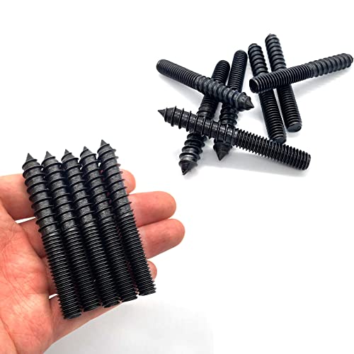 Yoliko 12 Pack 3/8-16 x 3 Inch Black Hanger Bolts 3/8-16" Double Headed Bolts 3/8 Wood Dowel Screw Self-Tapping Screw Hanger Bolts for Furniture Double Head Threaded Rods Bolt 75mm Length - Image 4