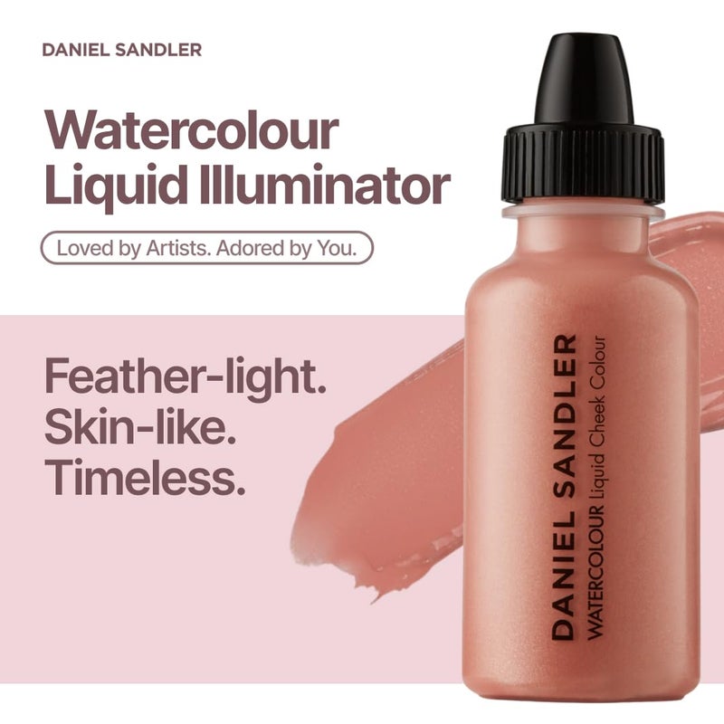 Daniel Sandler WATERCOLOUR LIQUID ILLUMINATOR 'ROSE GLOW' 15ml â€“ Liquid Shimmer Makeup, Highlighter â€“ Oil-Free, Lightweight, Buildable & Long-Lasting for Cheeks, Lips - Image 4