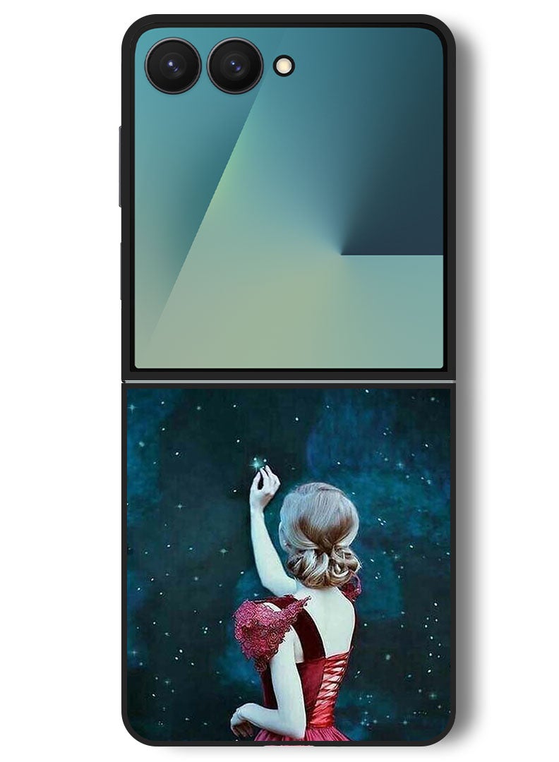 Theodor Case Compatible with Samsung Galaxy Z Flip 7 - 6.9 Inch Protection Shockproof Bumper Cover Girl Touching Star - Image 1