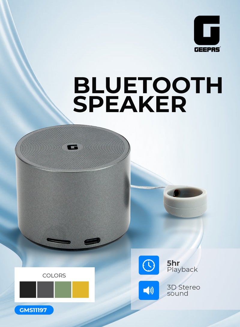 GEEPAS Mini Portable Bluetooth Speaker with 3D Stereo Sound | 5-Hour Playtime, Type-C Charging, Compact Design | Wireless Speaker for Travel, Home, and Outdoor Use | GMS11197 multicolour - Image 1