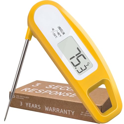 Lavatools Javelin® Ultra-Fast 3-Second Digital Instant Read Meat Thermometer for Grill and Cooking, 2.75" Probe, Compact Foldable Design, Large Display, IP65 Water Resistant, NSF Certified – Milk - Image 1