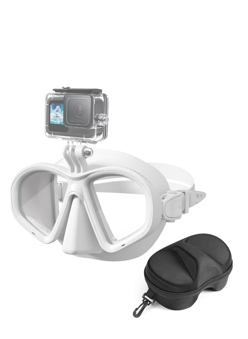 أوزيغالور قناع غوص مزود بحامل كاميرا احترافي لـ GoPro Hero و DJI Action 4/3 و Insta360 X3/X4 | نظارات غوص مقاومة للماء للغوص الحر والغطس والغطس السطحي (أبيض) - Image 1