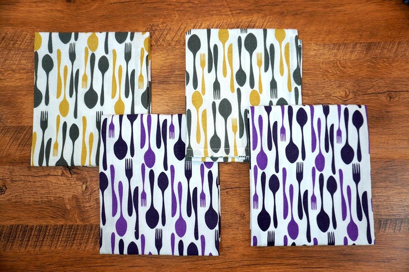 CRAZYWEAVES 100% Cotton Lunch Towel for School Kids, Office Towel, Hand Towel, Kitchen Towel(18" x 24") Pack of 4 - Image 1
