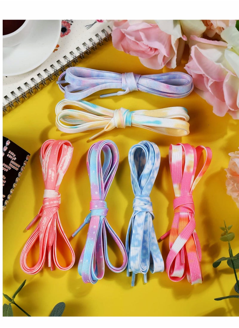 Excefore - Tie Dye Shoelaces, 9 Pairs Gradient Colors Shoe Laces in for Air Force 1 AJ 1 - Image 1