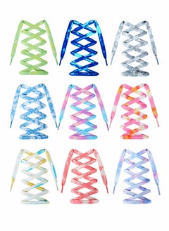 Tie Dye Shoelaces, 9 Pairs Gradient Colors Shoe Laces in for Air Force 1 AJ 1