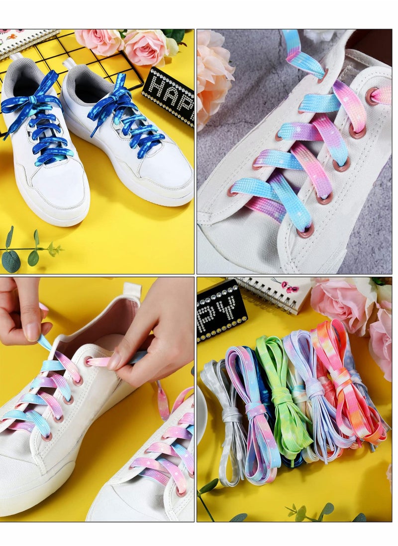 Excefore - Tie Dye Shoelaces, 9 Pairs Gradient Colors Shoe Laces in for Air Force 1 AJ 1 - Image 1