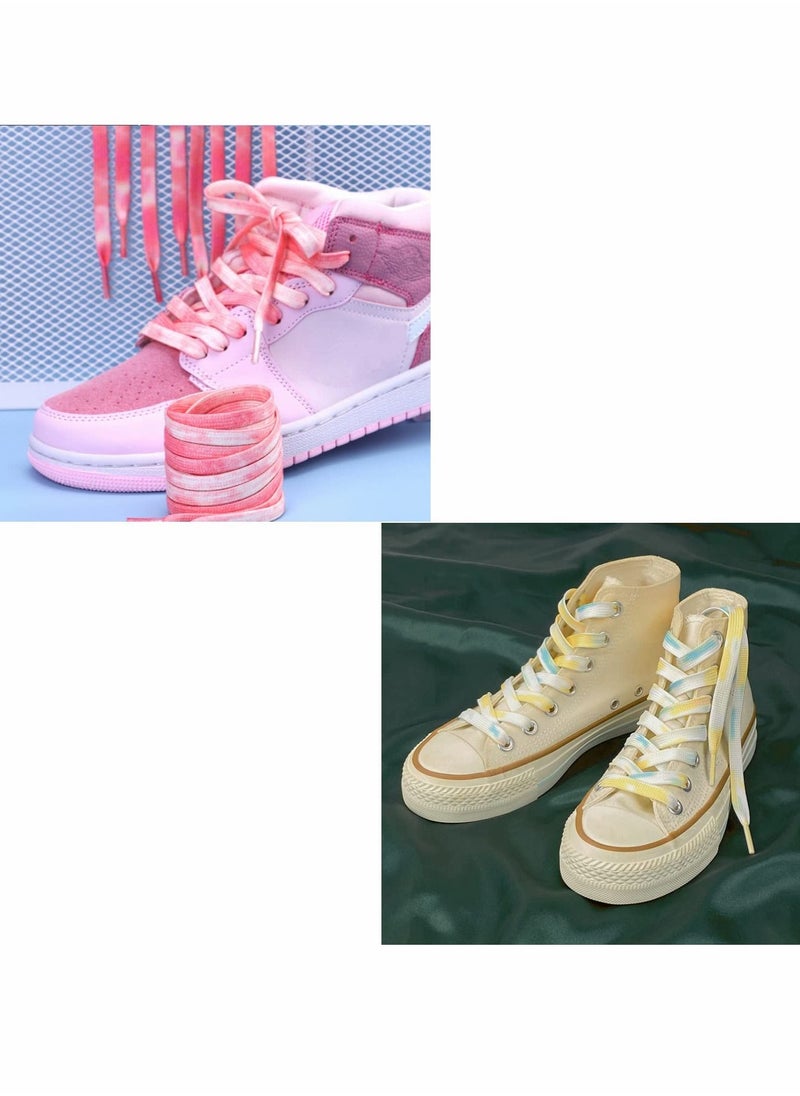 Excefore - Tie Dye Shoelaces, 9 Pairs Gradient Colors Shoe Laces in for Air Force 1 AJ 1 - Image 1