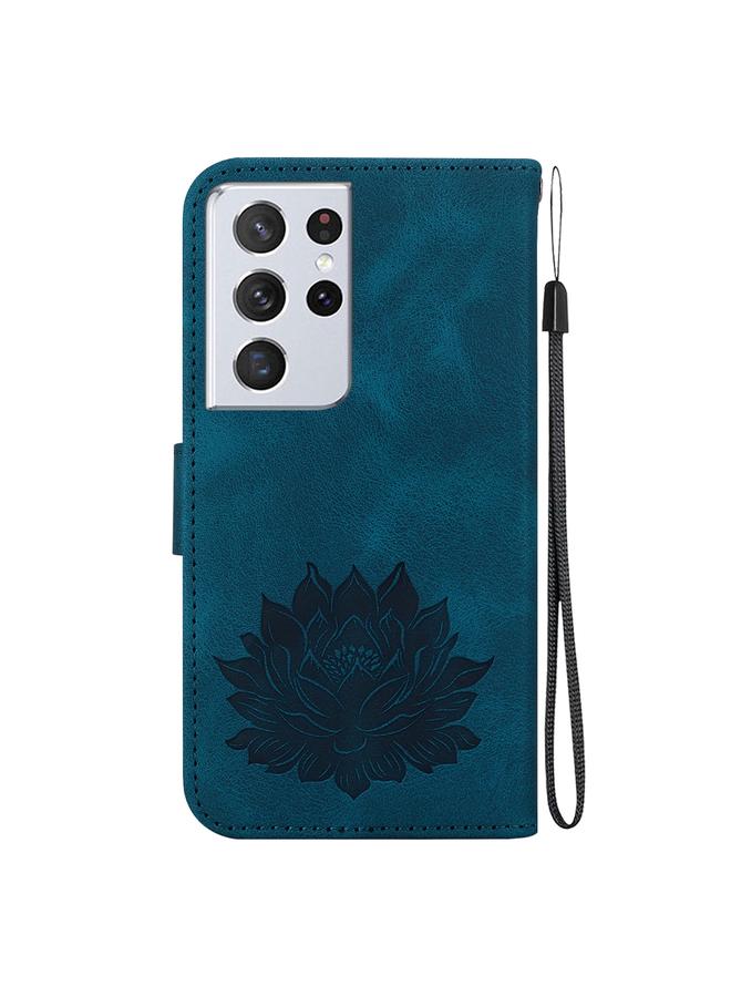 erorex Case For Samsung Galaxy S21 Ultra 5G Lotus Embossed Leather Phone Case - Image 3