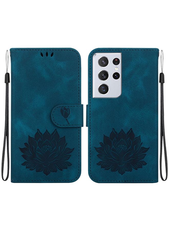 erorex Case For Samsung Galaxy S21 Ultra 5G Lotus Embossed Leather Phone Case - Image 1