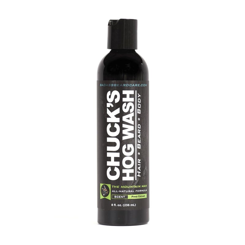 Badass Beard Care Chucks Hog Wash All Natural Beard and Body Wash The Mountain Man Scent 8oz Leaves Your Beard Softer than its Ever Been and is Suitable for Daily Use