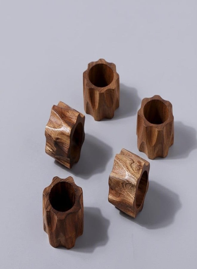 SHAFA IMPEX Napkin Rings Set of 12 for Dinner Parties, Weddings Receptions, Family Gatherings, or Everyday Use - Set Your Style with Daily Use Table Décor Accessories Cherry Wood - Image 5