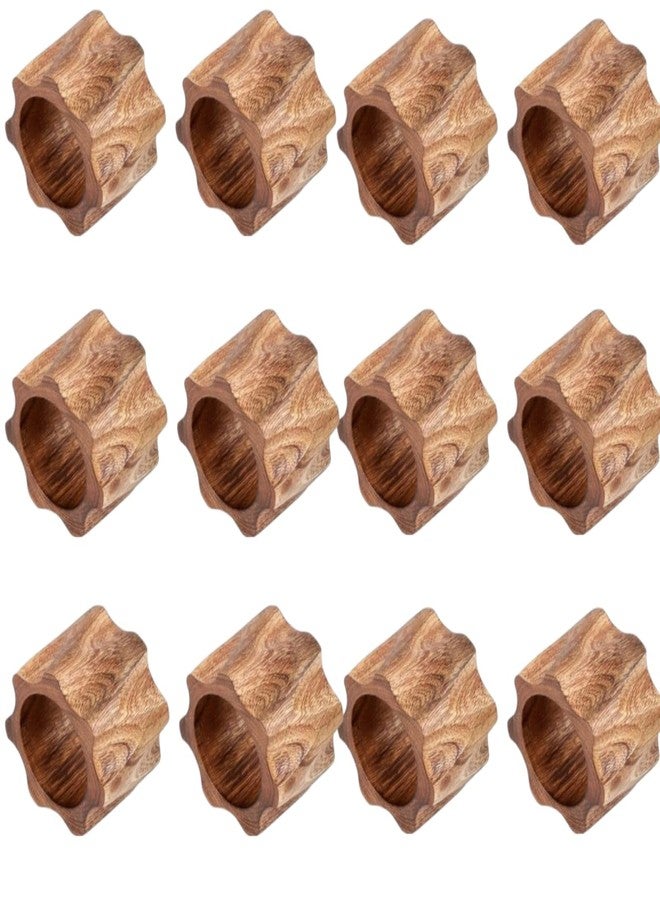 SHAFA IMPEX Napkin Rings Set of 12 for Dinner Parties, Weddings Receptions, Family Gatherings, or Everyday Use - Set Your Style with Daily Use Table Décor Accessories Cherry Wood - Image 1