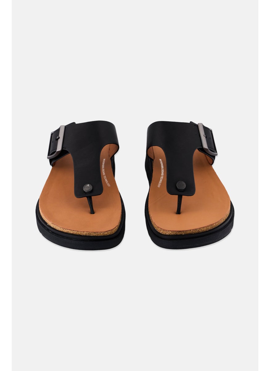 FitFlop Men Gen-FF Leather Toe-Post Slip On Sandals, Black Combo  - Image 4