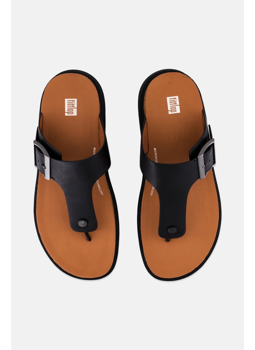 FitFlop Men Gen-FF Leather Toe-Post Slip On Sandals, Black Combo  - Image 3