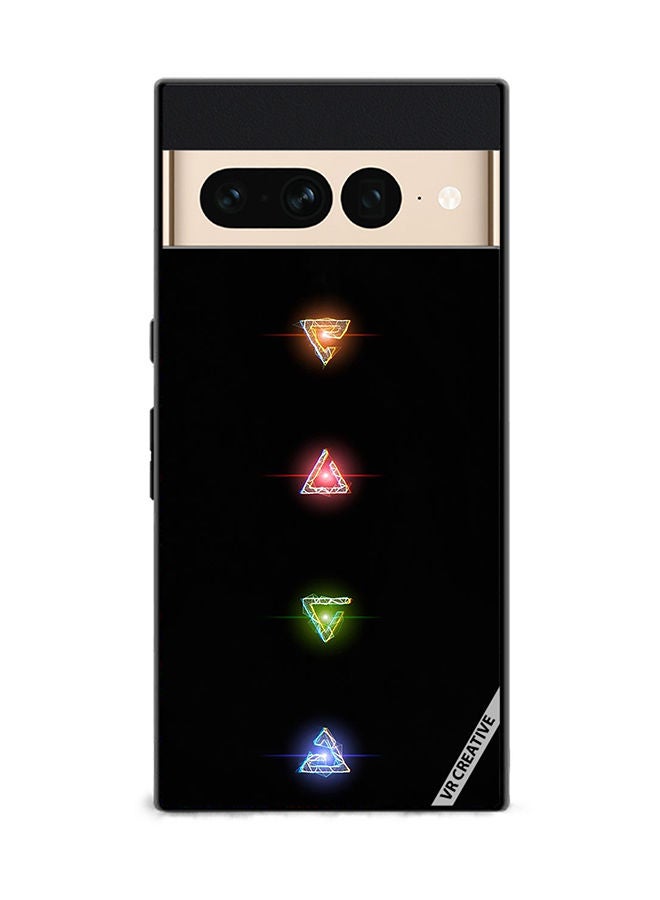 VR CREATIVE Protective Case Cover For Google Pixel 7 Pro Neon Lights Diamond Shapes Design Multicolour