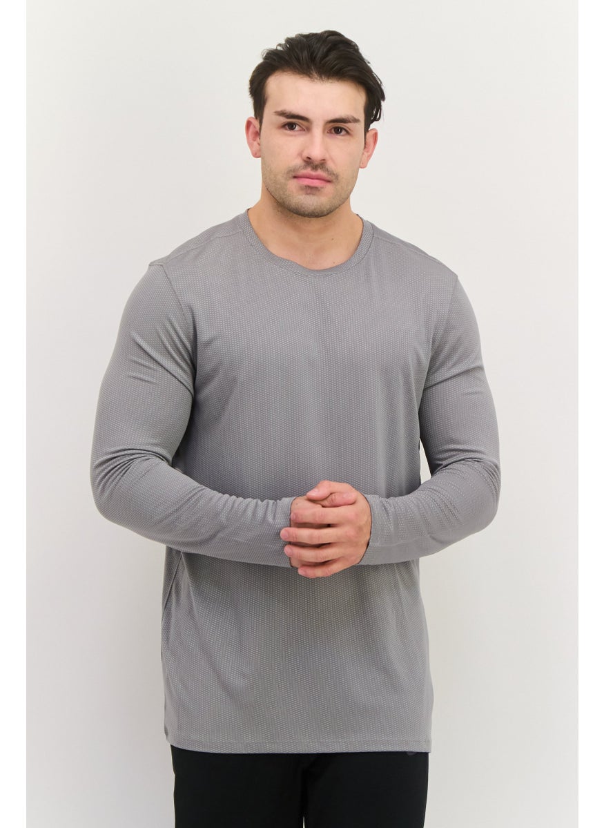 RBX Men Sportswear Fit Long Sleeve Training T-Shirt, Grey  - Image 1