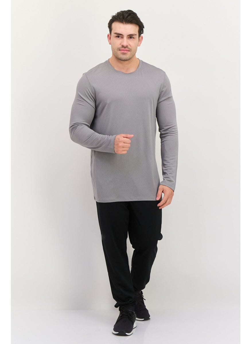 RBX Men Sportswear Fit Long Sleeve Training T-Shirt, Grey  - Image 3