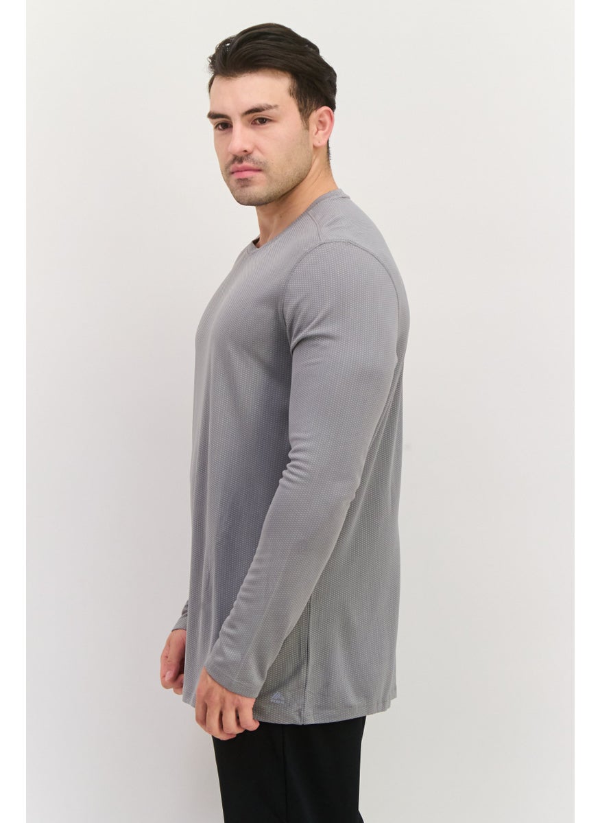 RBX Men Sportswear Fit Long Sleeve Training T-Shirt, Grey  - Image 2