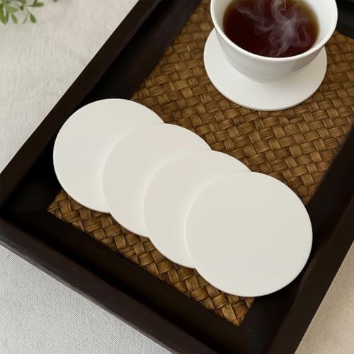 Monarch Bizcom Impex Unbreakable Acrylic Coaster Set - Set of 6 Coasters for Gaming Tables, Office Use, and Study Table Decor - Stylish and Durable Drink Coasters to Protect Surfaces (White) - Image 1