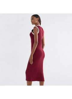 FAV Ribbed Sleeveless Button Down Dress with V-neck  - Image 3