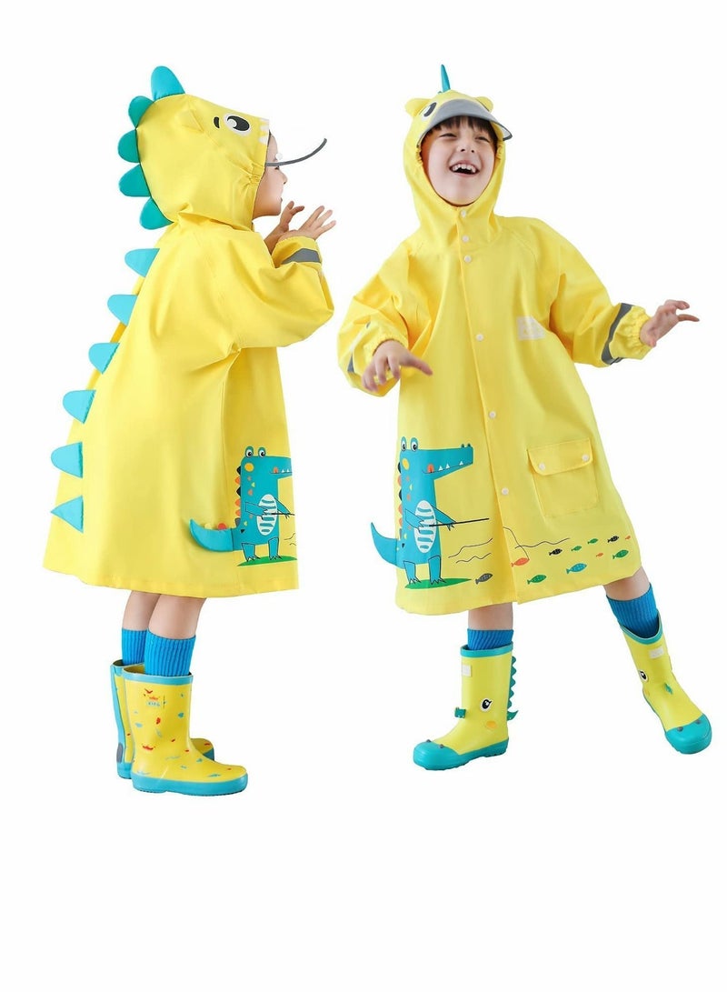 Y&D Kids RainCoat, Reusable Children's raincoats, 3D Cartoon Rain Jacket with Storage Backpack  - Image 1