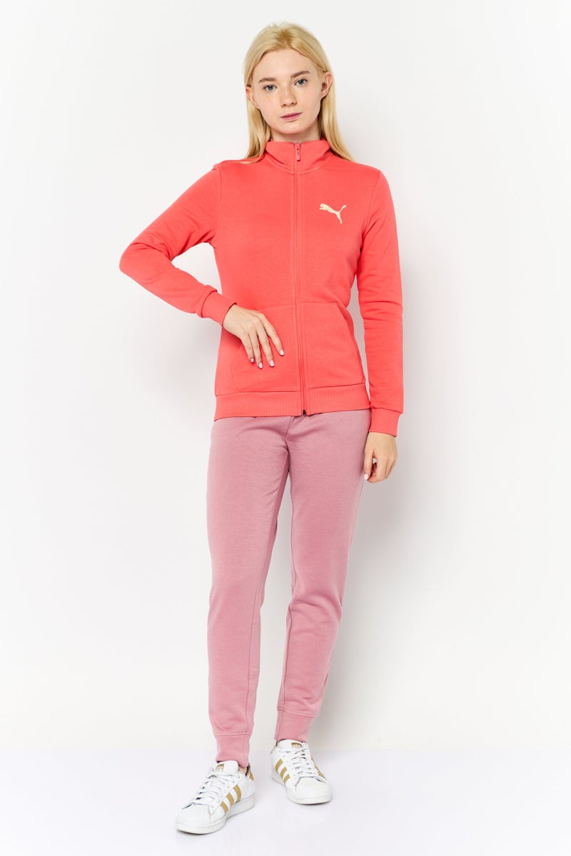 PUMA سويت شيرت تدريب طويل الأكمام للنساء بتصميم عادي، وردي - Image 3