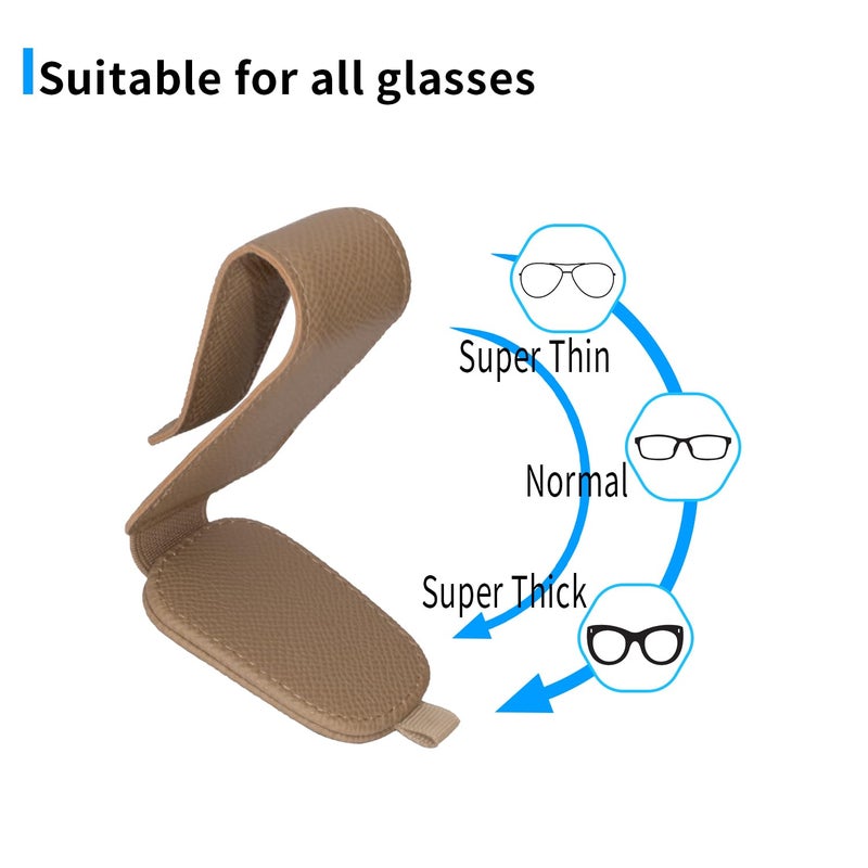 Yuoyar 2 Packs Magnetic Sunglass Holder for Car Visor - Universal Sunglasses Clip for Different Size Eyeglasses - Convenient Interior Car Accessories (Beige) - Image 5